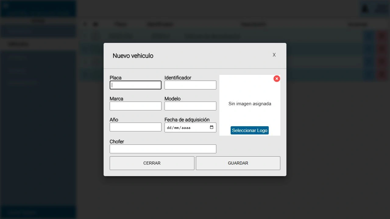 Registrar un vehículo. Demostración con datos ficticios.